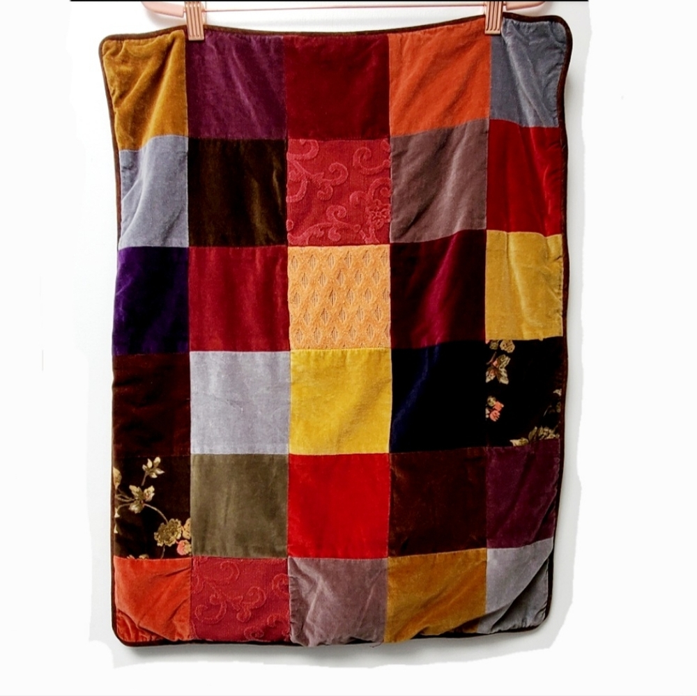 Pottery Barn Boho Patchwork Cotton Velvet SET of 2 Pillow Shams Standard Size
